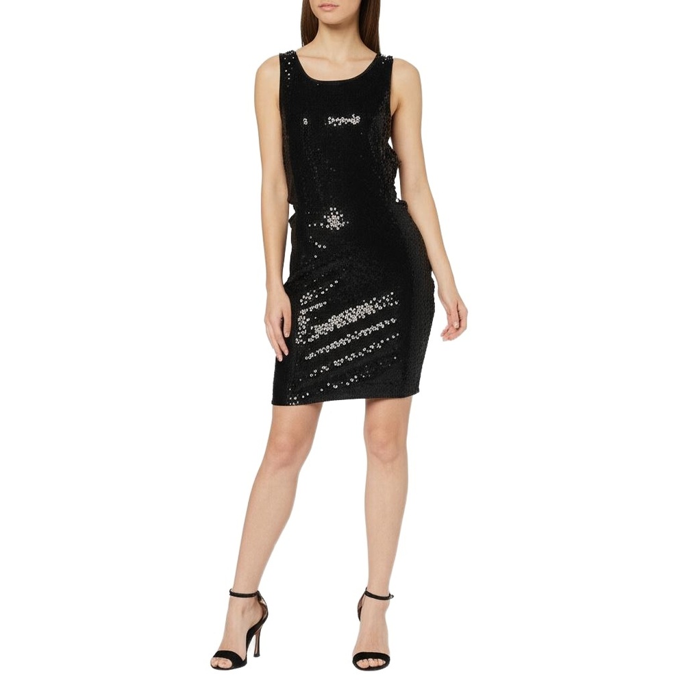 Kensie Mini Dress M Black Sequin Bodycon‎ Sheath HOCO Sparkly Party Classic New